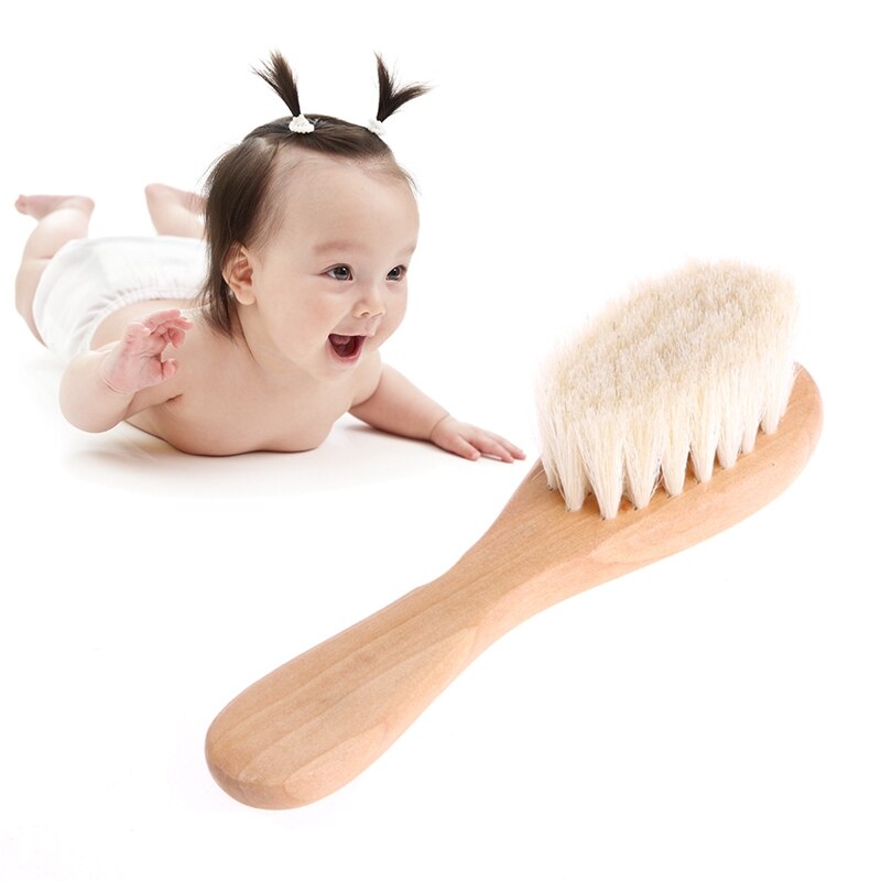 Wooden Handle Brush Baby Hairbrush Newborn Hair Brush Infant Comb Head Massager D7YD