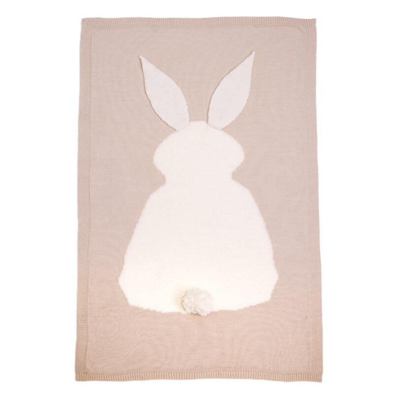 1pc baby bomuldstæppe 3d varm kanin strikning sengetøj dynetæppe til seng klapvogn wrap baby spædbarn baby fotografering prop: Beige kanin