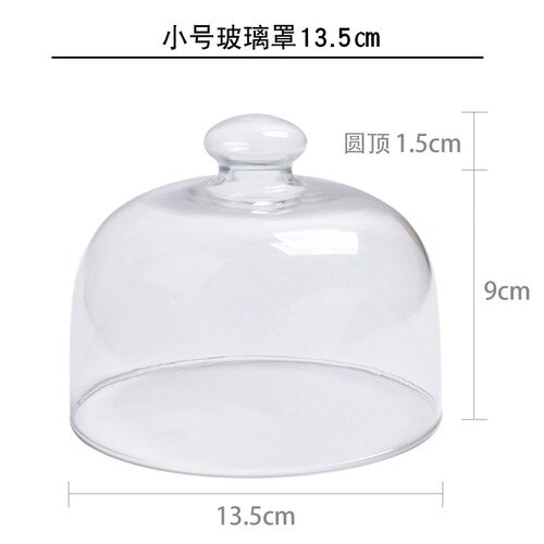 Wooden Cake Tool Set Dessert Pastry Display Stand Glass Cover Party Decoration Tall Cake Tray Home Decoration: O-13.5CM