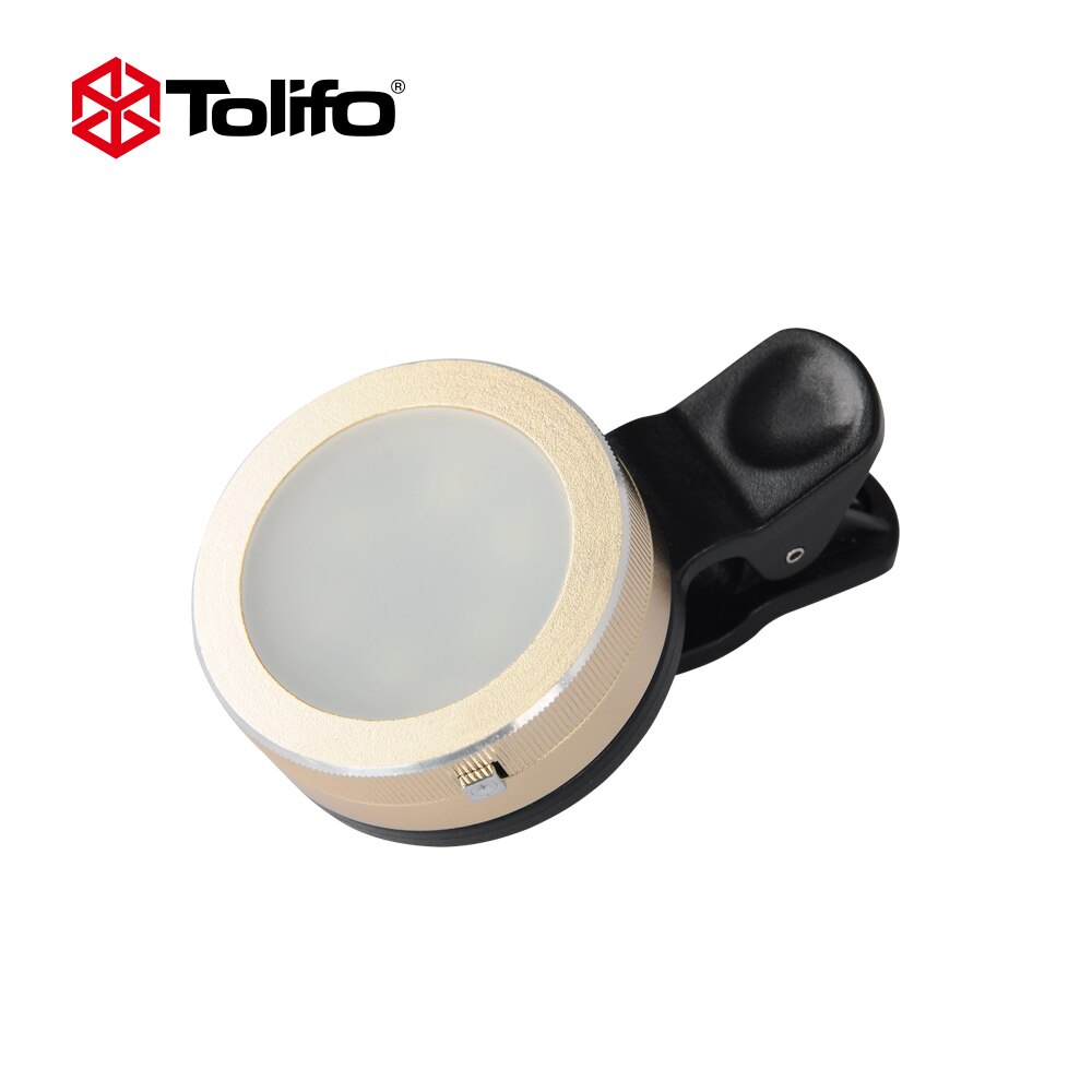 Tolifo HF0601 Gouden Kleur LED Smartphone Selfie licht Lichtgevende Flash Selfie Ring Licht Voor iPhone Sony Samsung HTC Huawei