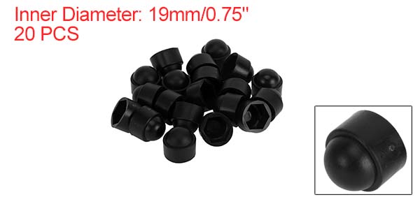 PUL 20x Gloss Black 19mm Wheel Nut Caps & Bolt Covers + Removal Tool - For Audi VW BMW