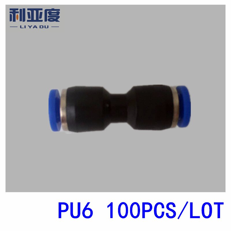 100PCS/LOT PU6 Pneumatic quick plug connection through pneumatic joint Air Pneumatic mm to 6mm PU-6