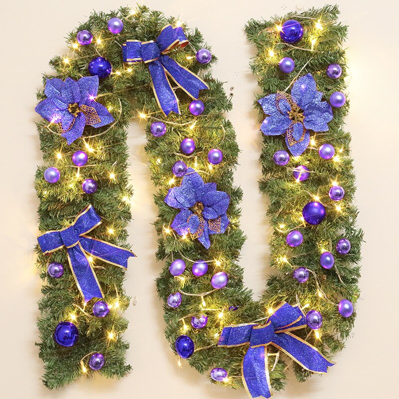 2.7m kunstig julepeis krans furutre ornamenter år peis navidadled lysår jul: Blå / Uten ledet lys