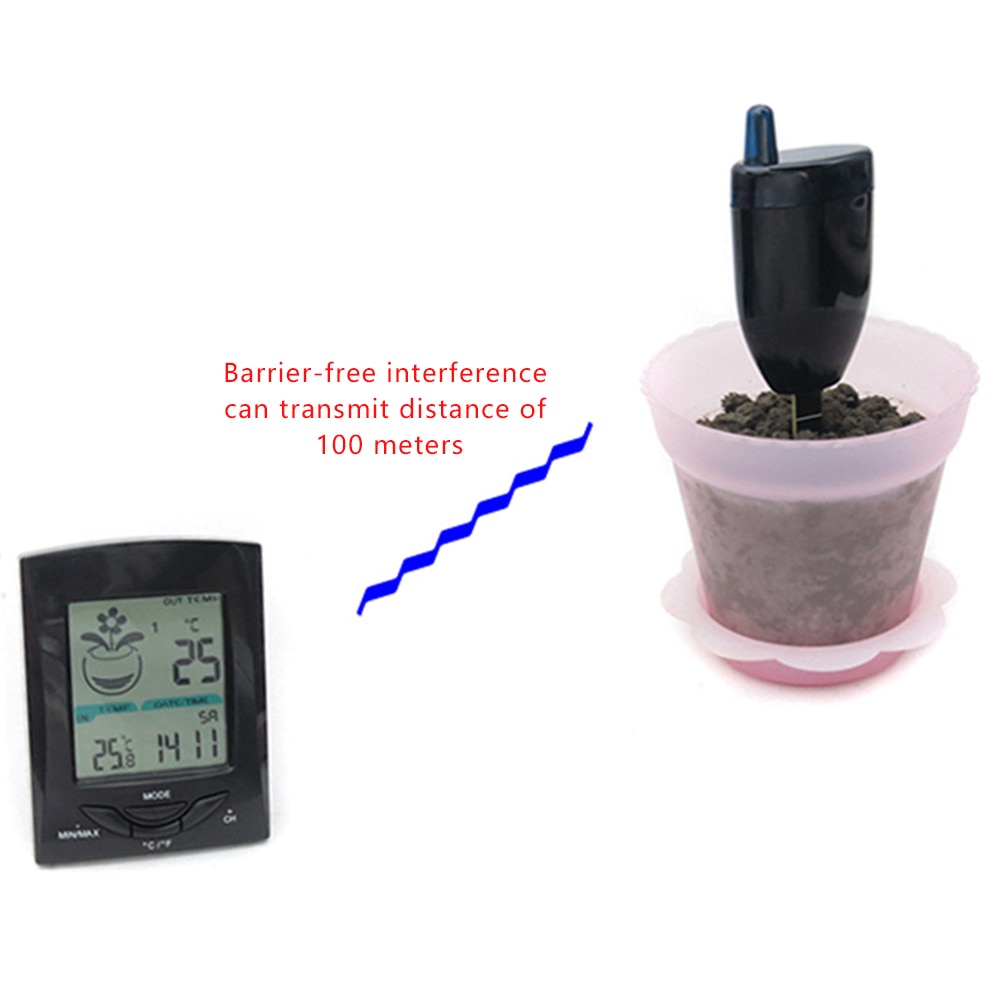 LCD Anzeige Blumentopf Digitale Boden Feuchtigkeit Tester Temperatur Feuchtigkeit Meter Garten Werkzeug Genaue Mit kabellos Sensor Uhr