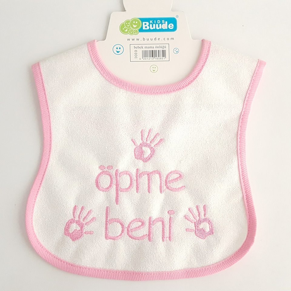 Roze Öpme Me Geschreven Meisje Baby Bib: Default Title