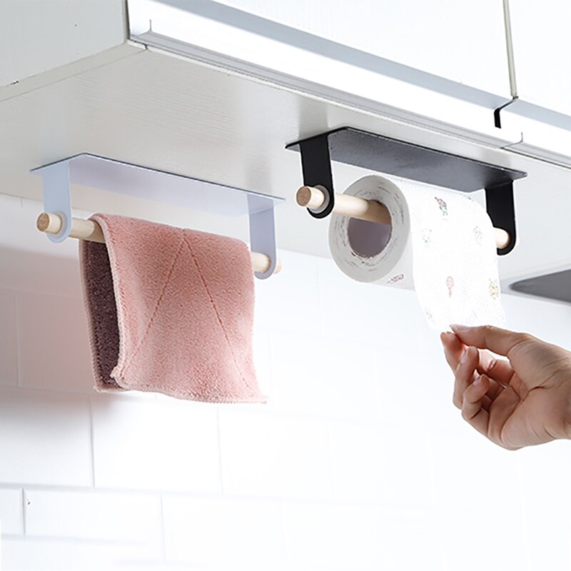 Towel rack Kitchen Self-adhesive Roll Paper Holder Towel Storage Rack Tissue Hanger Cabinet Hanging Shelf Bathroom