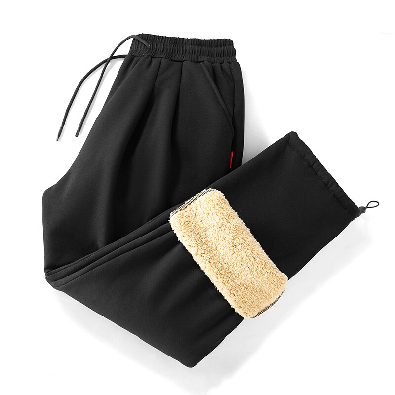 Winter warme fleece joggingbroek heren casual slim fit broek dikker lamsvelours joggingbroek plus maat 8xl heren streetwear: Zwart / 5xl