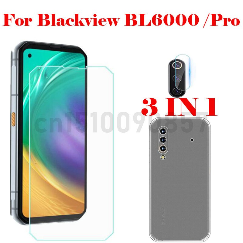 3-w-1 etui + kamera szkło hartowane dla Blackview BL6000 zawodowiec 5G ScreenProtector szkło dla Blackview BL6000 2.5D szkło: Blackview BL6000 / 3 in 1 jasny case