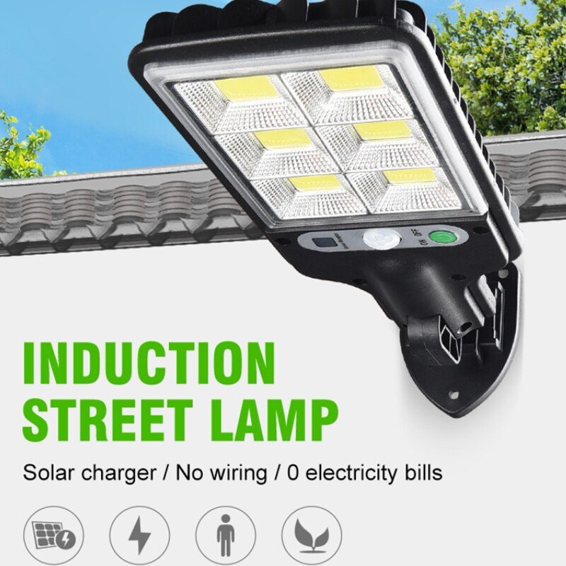 Solar Led Straatverlichting Outdoor Solar Lamp Cob Waterdichte Motion Sensor Beveiliging Verlichting Met Afstandsbediening Voor Huis Tuin Patio Path