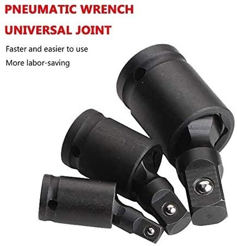 Drive Rotate 360° Universal Joint Swivel Adapter Air Impact Wobble Socket Piece Impact Adapter and Reducer Set Hand Tool 3/8 1/4