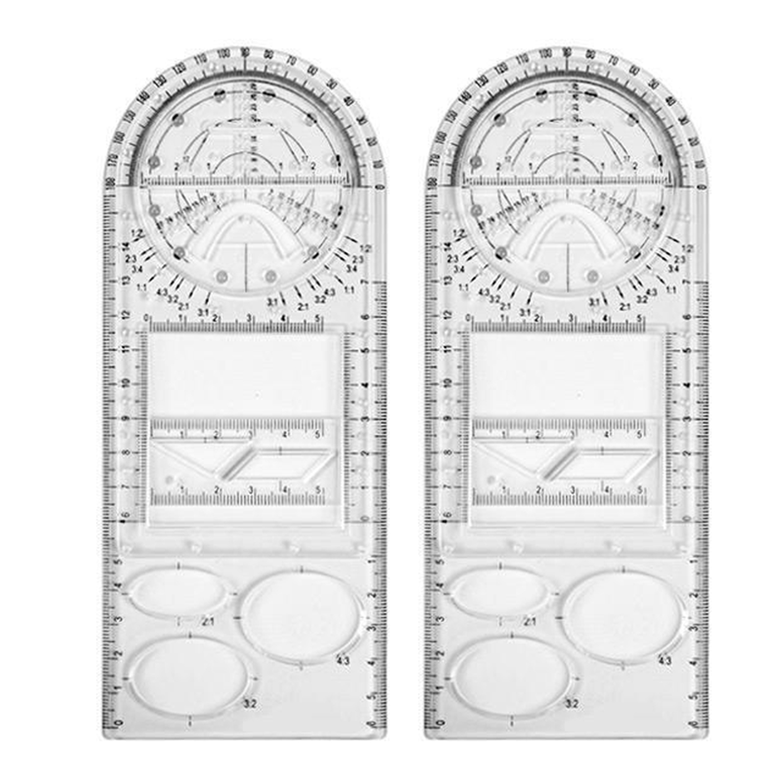 1pc Geometric Ruler Drawing Template Art Construction Architect Stereo Geometry Circle Drafting Measuring Scale Ruler: K