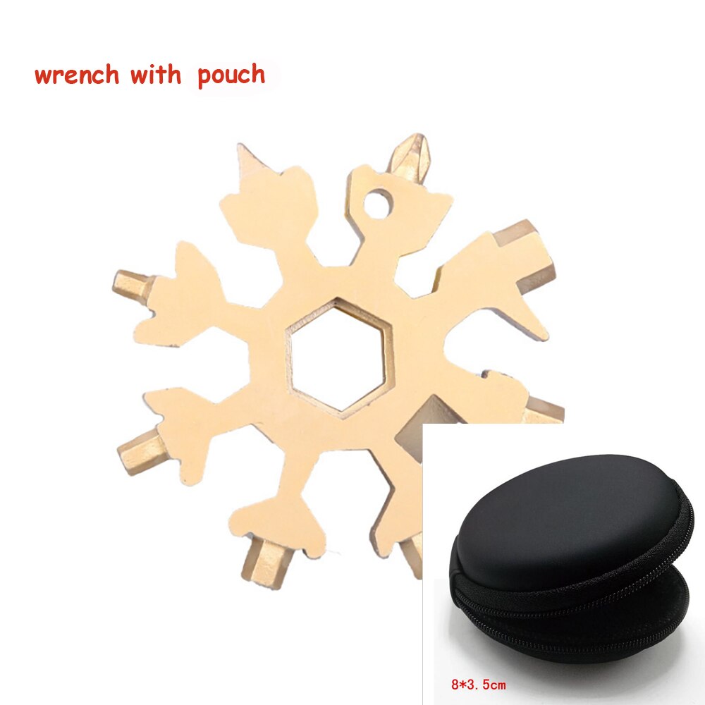 18 in 1 Tragbare Multifunktionale Schneeflocke bilden Schlüssel Saker 18-in-1 Schneeflocke Multi-Werkzeug Mini Tasche schlüssel: Gold(mit Beutel)