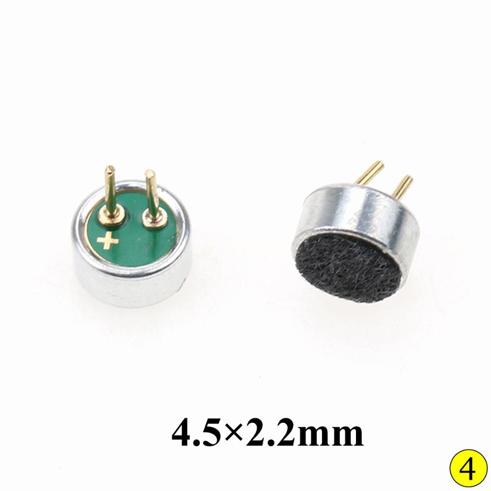Microphone à condensateur électret yuxi, capsule de microphone à 2 broches, 4 x 2mm/4 x 1.5mm/4.5*2.2mm/6 x 7mm/6 2.2mm/9.7 5mm/10 x 7mm , micro de microphone