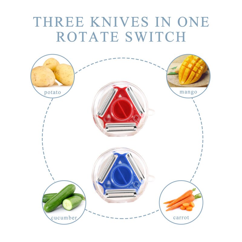 3 In 1 Peeler Slicer Shredder Peeler Julienne Cutter Multi Stainless Steel Blade Grater Zester Kitchen Accessories Rotary Peeler