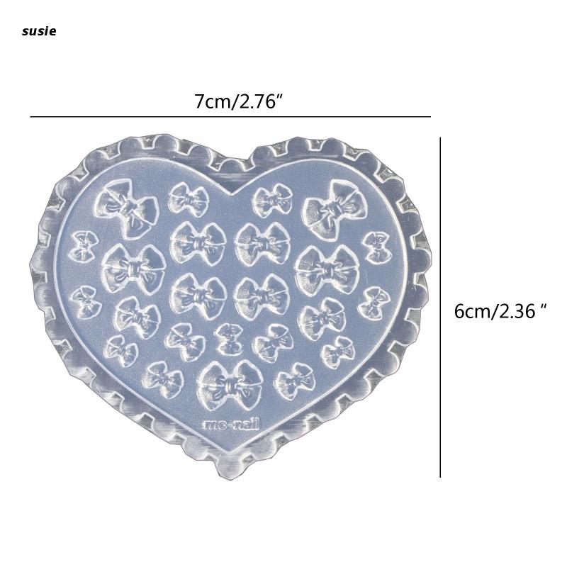 X7YA 3D Bow Tie Decorative Mold Nail Art Making Tool Silicone Carving Template Mould