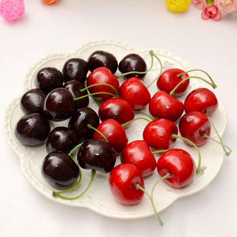 INS Photography Props 1 Pair Simulated Cherry Artificial Red Model Fruit for Photo Studio Photography Background DIY Decoration