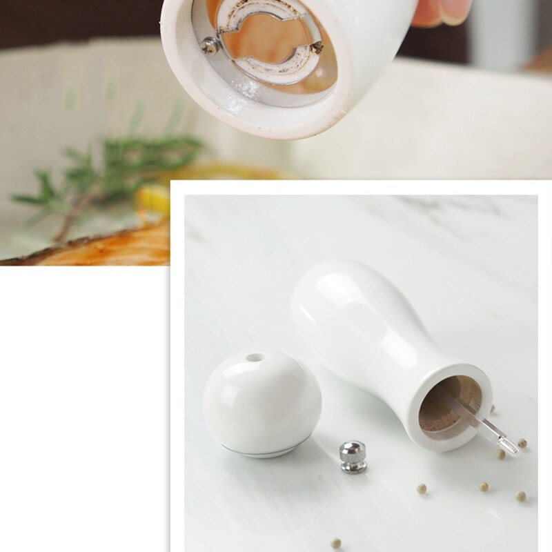 1 PC Salt and Pepper Grinder with Ceramic Grinder Adjustable Coarseness, Pepper Shakers for Fresh Spices White
