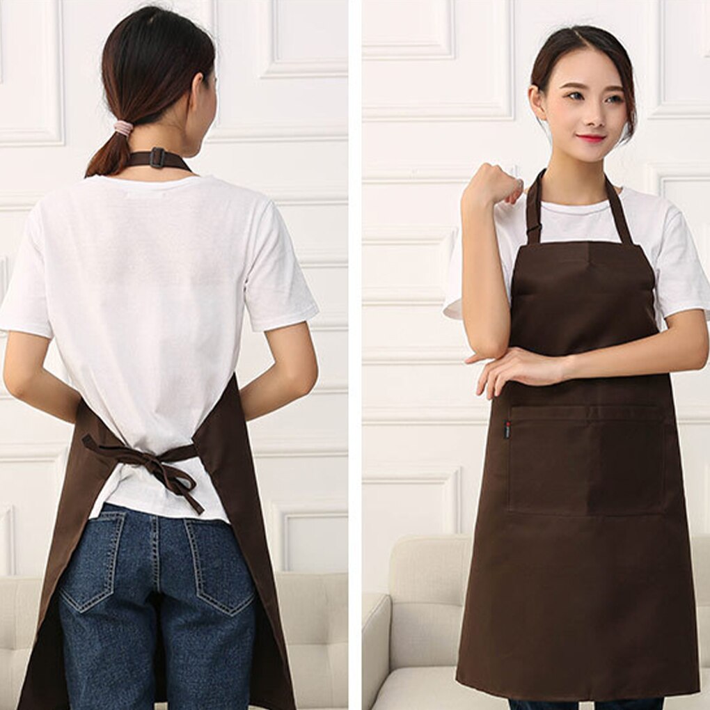 2pcs Unisex Work Apron For Men Black Apron Bib Adjustable Cooking Kitchen Restaurant Aprons For Woman With Pockets