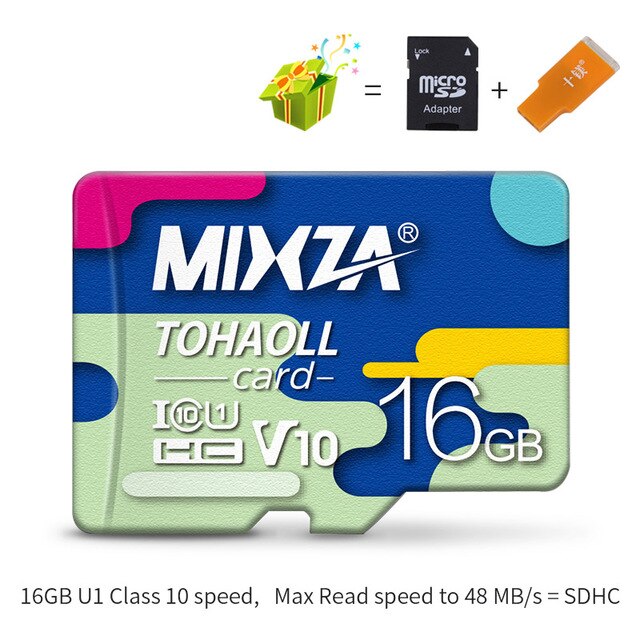 MIXZA Memory Card 256GB 128GB 64GB U3 80MB/S 32GB Micro sd card Class10 UHS-1 flash card Memory Microsd TF/SD Cards for Tablet: C10 16GB-Adapter-CR