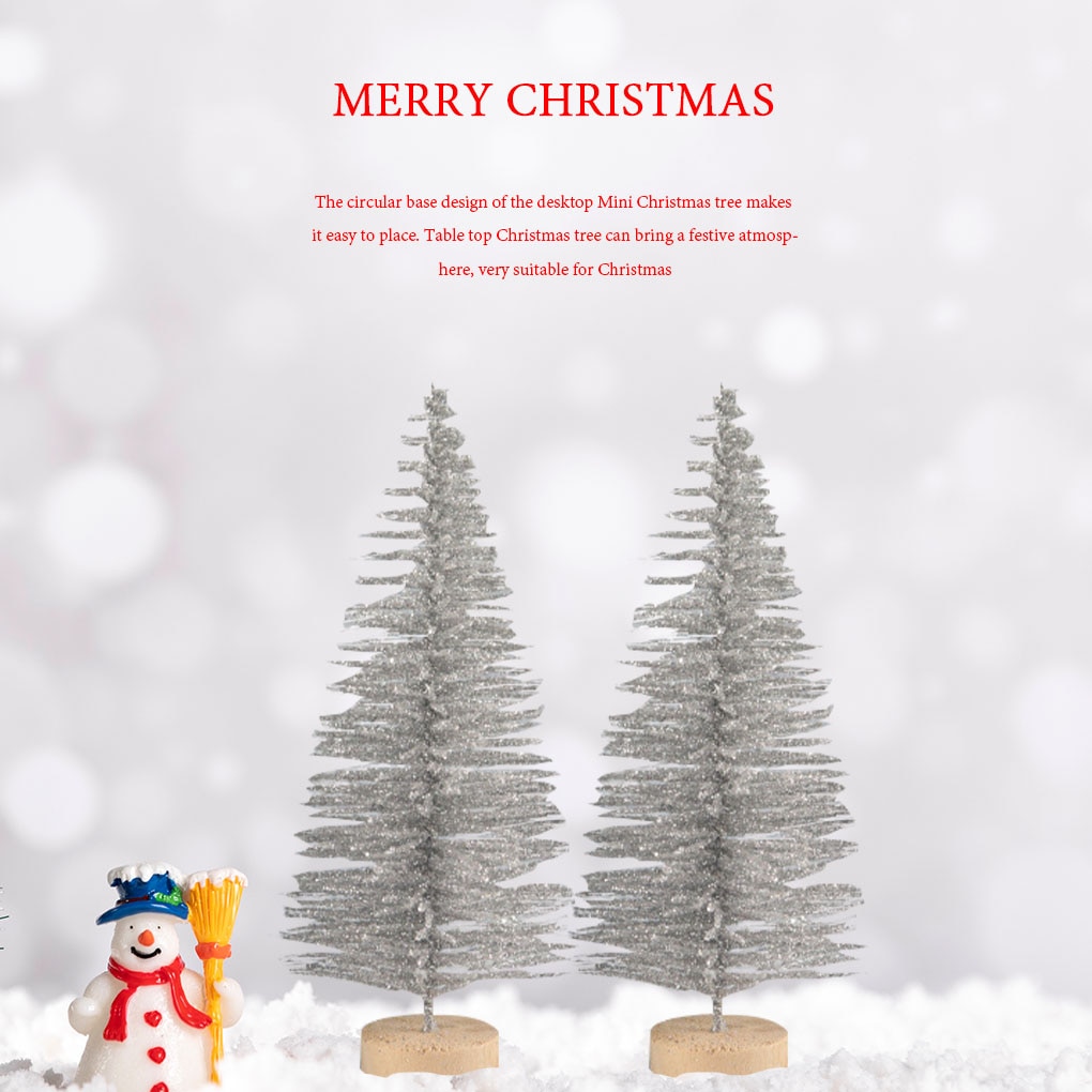 Mini Christmas Tree Home Office Tabletop Mini Tree Ornament with Round Base Decoration