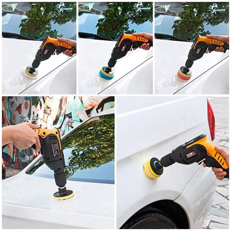 Juego de almohadillas para pulir coches de 14 Uds almohadilla de pulido con cera Kit de esponja para pulir autos Kit de rueda de 1/3 pulgadas/6Mm para pulir autos