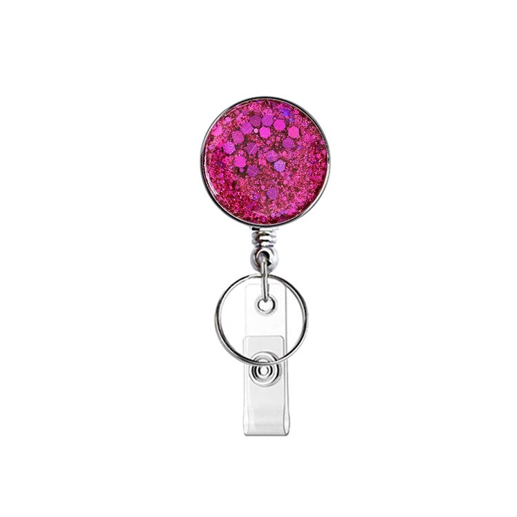 1Pcs Reels Key Chain ID Badge Holder Bling Credit Card Retractable Pull Badge Reel ID Lanyard Name Tag Card Badge Holder: rose