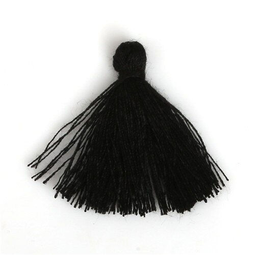 50 PC 27 MM Mini Polyester coton fil tissu gland bricolage pendentif bijoux clé faisant frange garniture artisanat glands accessoires de couture: Black