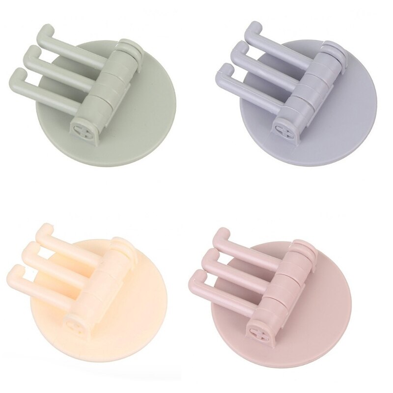 Plastic Sticky Household Non-Marking Paste 3-Branch Rotating Hook Holder