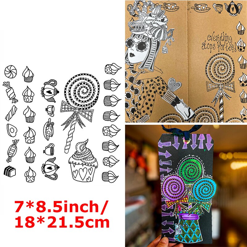 Clear Stamps Delicious Cupcake Candy Teapot Plate Silicone Stamps Flowers Stylist Attractive Headdress Hat 2022 Stamps: 1