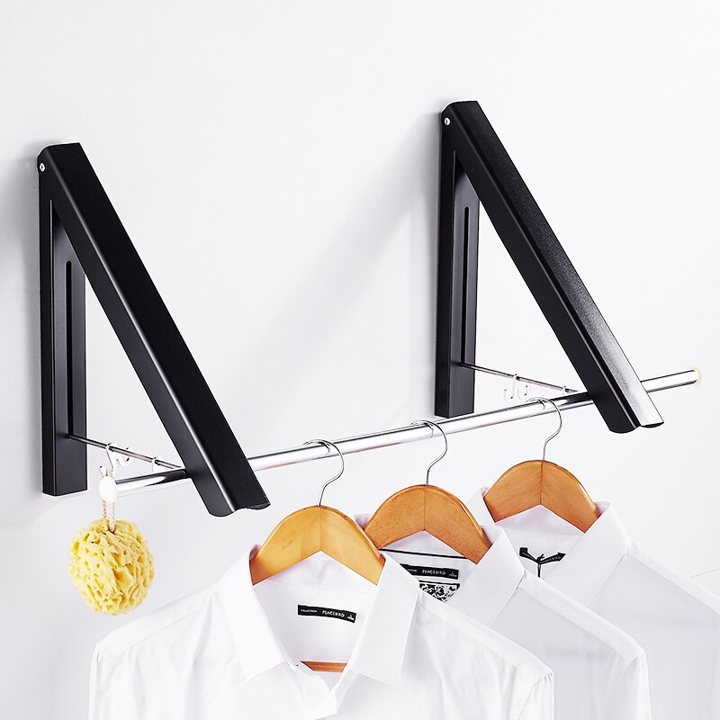 Drying Rack Bathroom Balcony Wall Hanging Clothes Rack Drying Racks Punch-free Space Aluminum Foldable Invisible Thickening