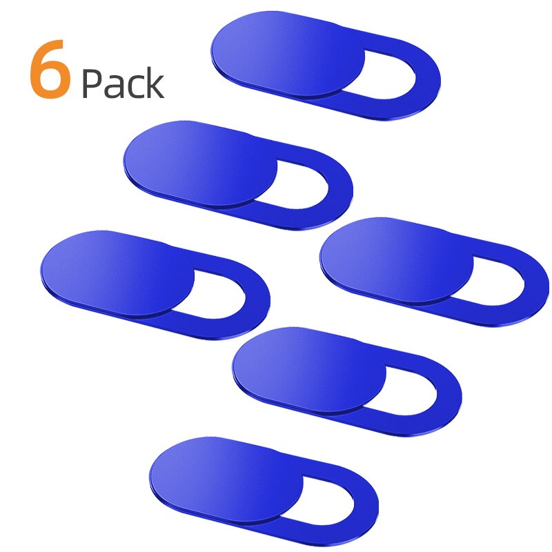 WebCam Cover Shutter Magnet Slider Plastic Universal Antispy Camera Cover for Laptop Iphone 11 Pro Max Xr Camera Lens Protector: 6PC Blue