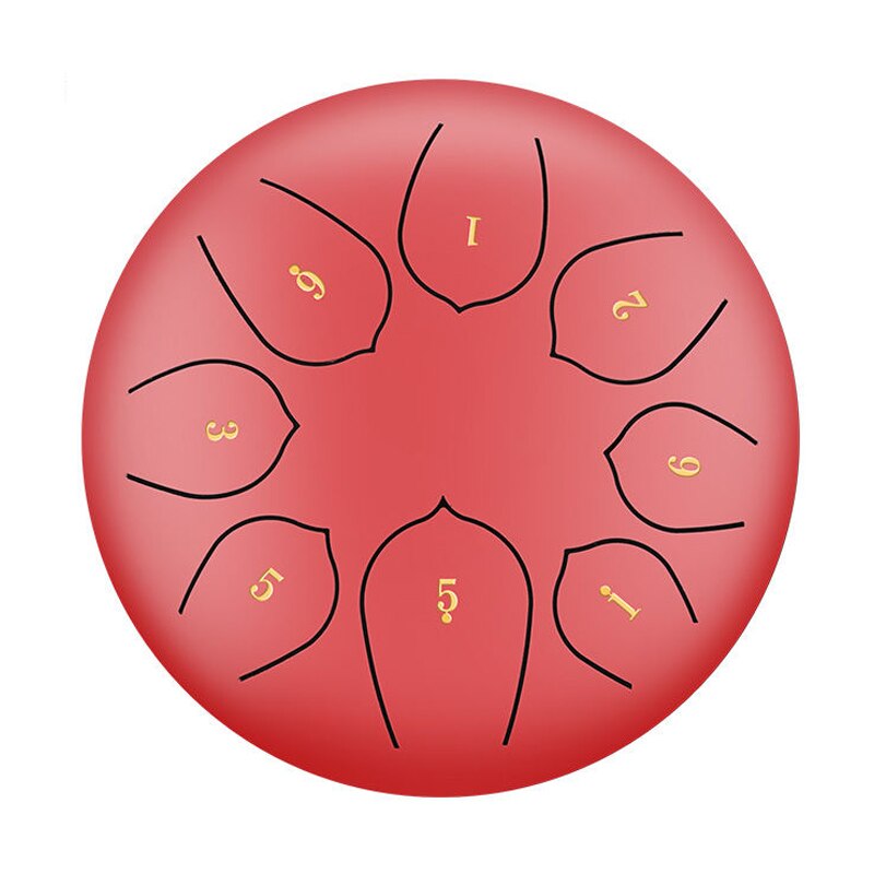 Ethereal Lotus Drum 6 Inch 8 Tune Tong Drum Hand Pan Drum Pad Tank Sticks Draagtas Percussie Instrumenten Accessoires: Red