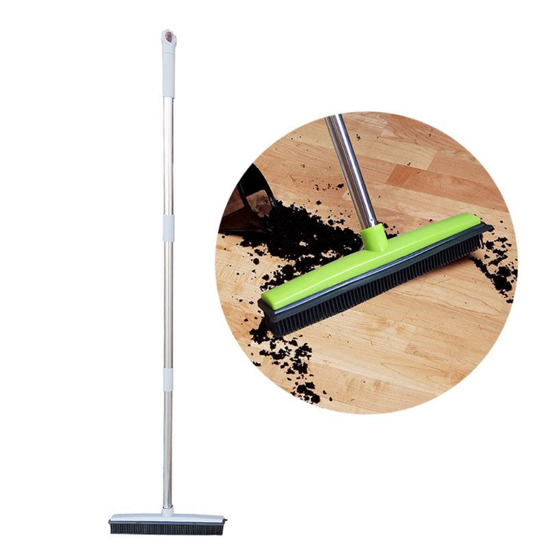 Pet Hair Removal BroomTelescoping Handle That Extends Push Broom Carpet Sweeper with Squeegee Adjustable Long Handle