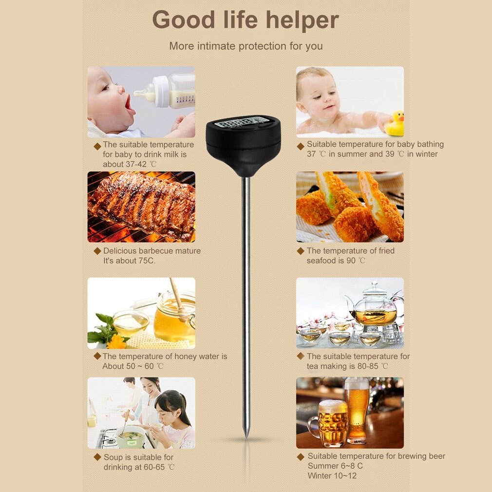 Food Thermometer Kitchen Food Cooking Thermometer Digital Instant Read Meat Thermometer for Barbecue Baking Milk Powder Water