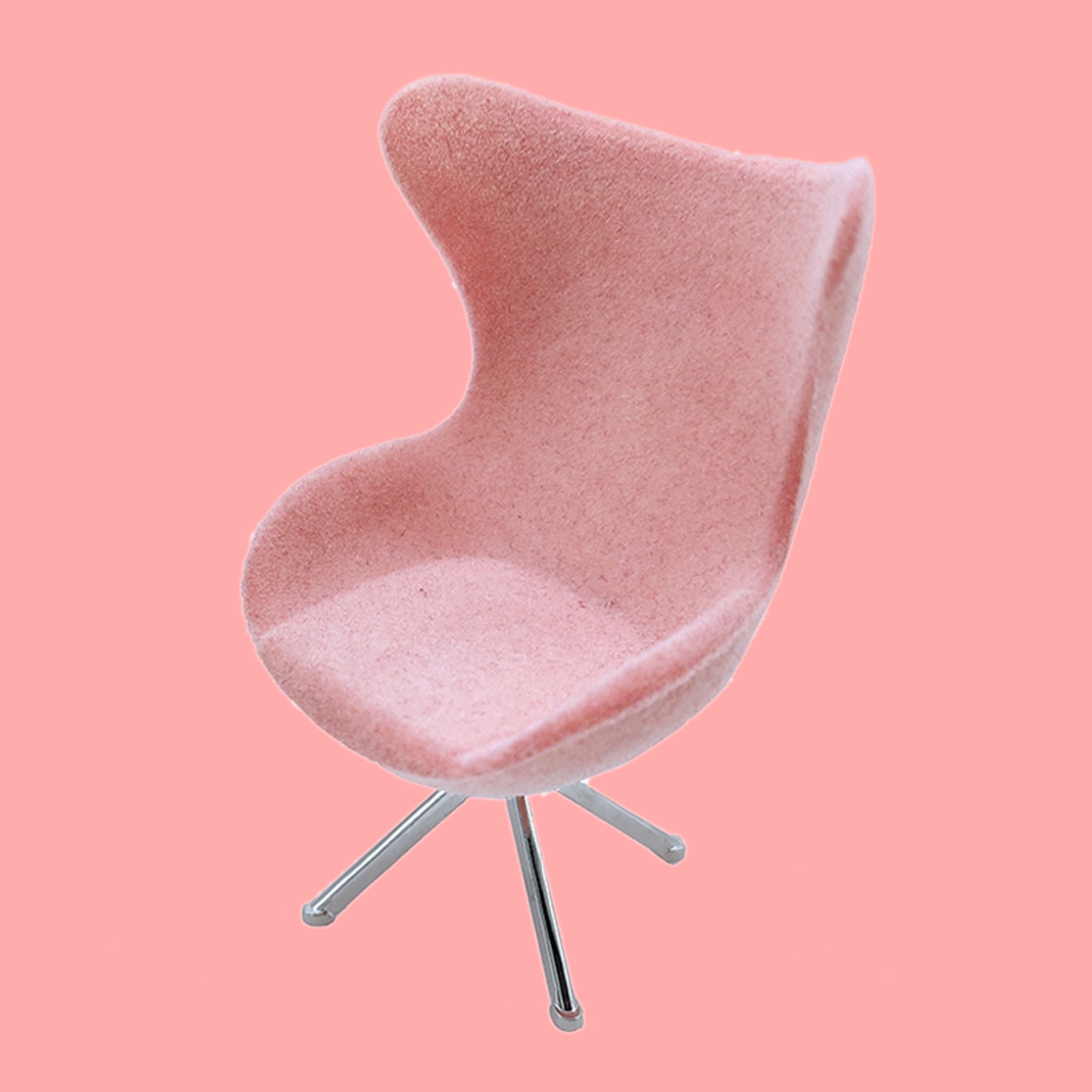 1/12 skala dukkehus miniature pink kontor høj ryg flockende sæde svane stol stue moderne møbler sæt legetøj