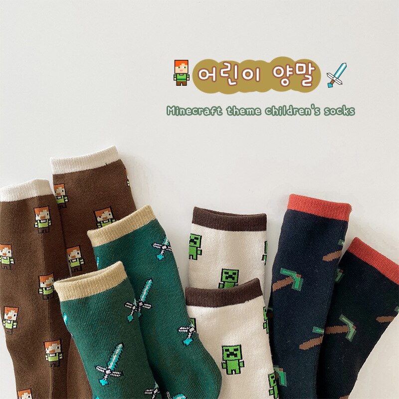4 Paar Sokken Kinderen Herfst Winter Koreaanse Cartoon Robot Stijl Katoen Baby Baby Jongens Meisjes School Sokken