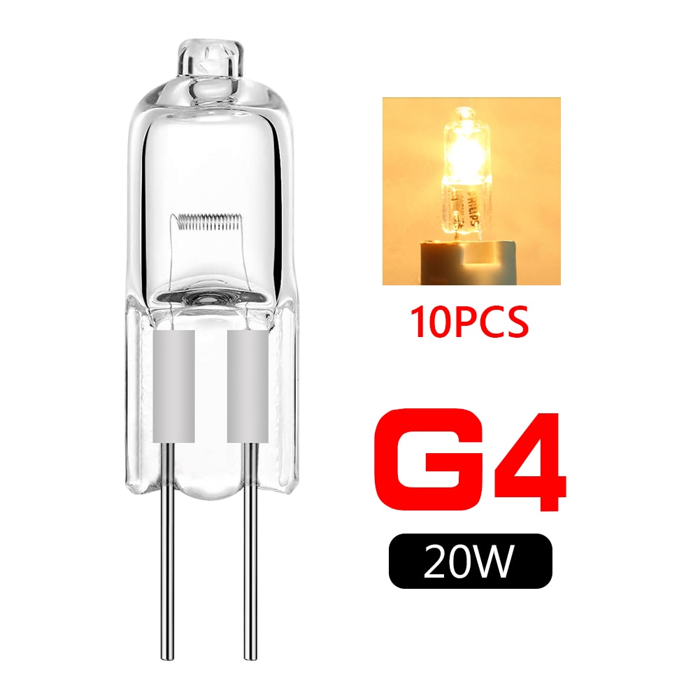 Lot De 10 Ampoules Halogènes G4 12V - 10W Ou 20W - Blanc Chaud - Pour Spots Et Luminaires Décoratifs