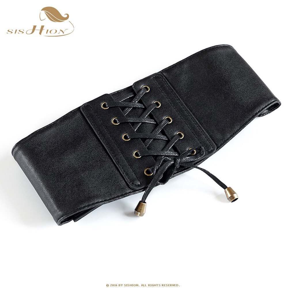 SISHION-Corset en cuir pour femmes | Cummerbund, Vintage, ceinture à croisé, accessoires noir blanc marron large ceinture en cuir VB0006