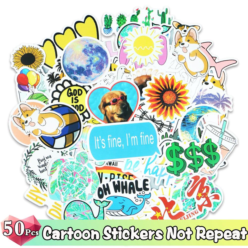 52/50 Pcs/Lot Color Stickers Graffiti Cartoon Animal Super Hero Sticker for Water Bottle Luggage Notebook Skateboard Kids Toy