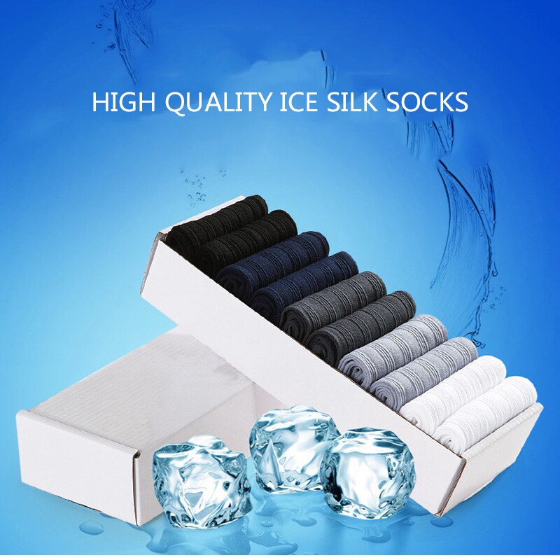 10 Pairs Ice silk Men Socks Stockings Summer Ultra-thin Stretch silk Short Stockings Men casual Work Socks