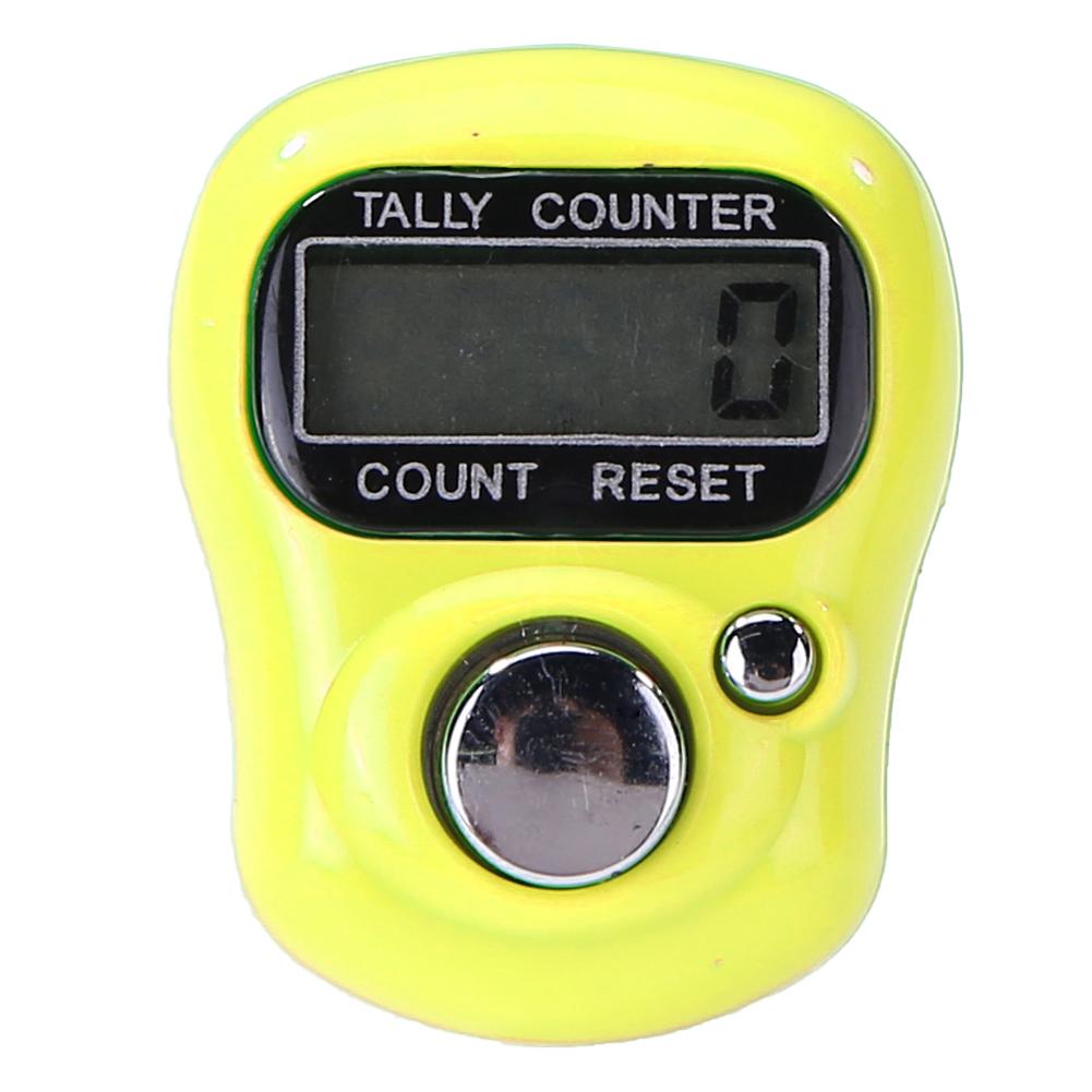 Mini contador portátil Stitch dedo marcador fila precisión practicidad LCD contador Digital electrónico AG3 Botón de batería: Amarillo