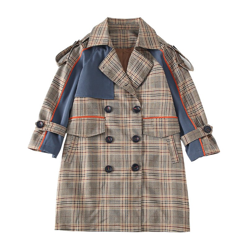 Geul Voor Meisjes Windjack Kids Kleding Overjas Herfst Mode Plaid Bovenkleding Tieners Dubbele-Knop Jassen 10 12 13 14 jaar