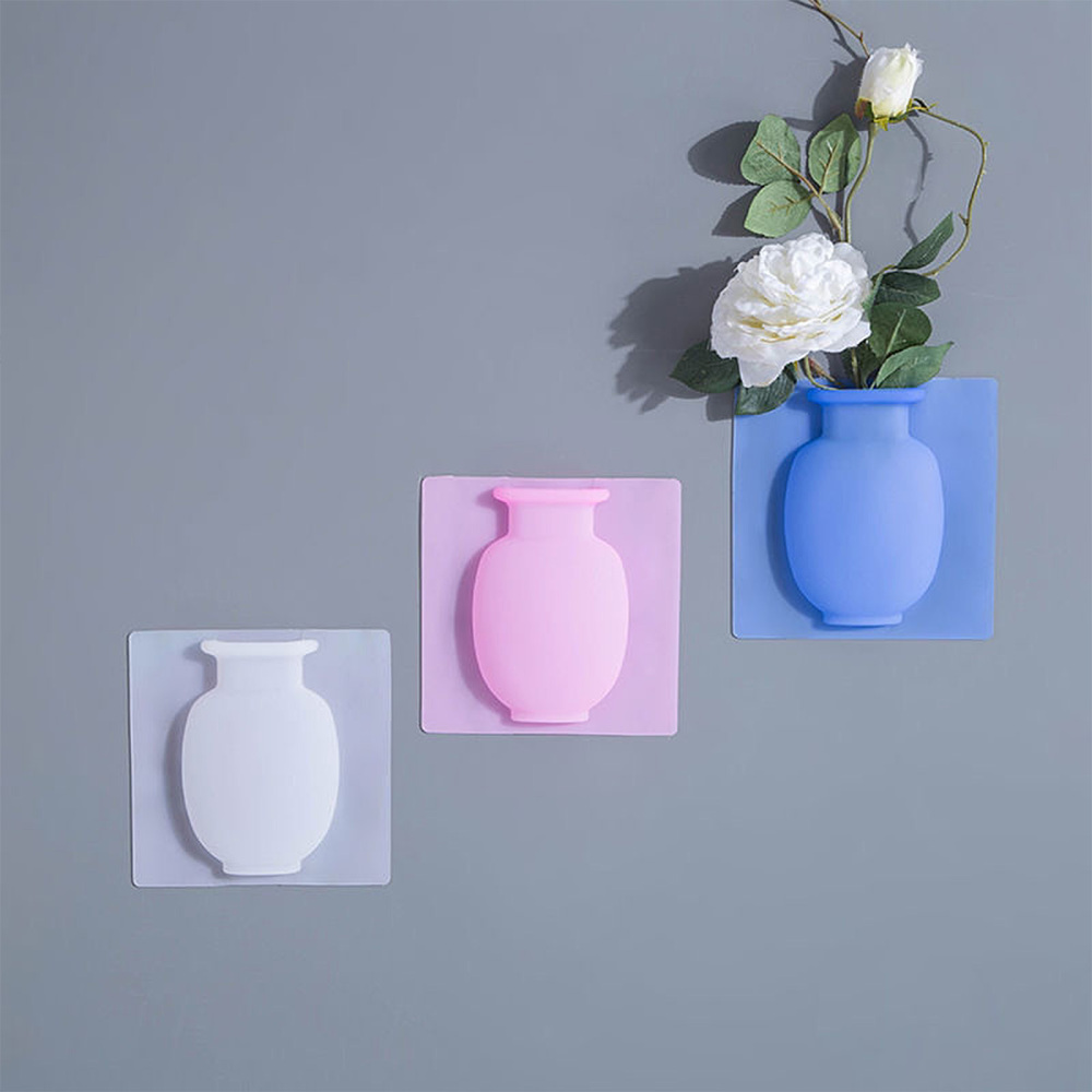 Wall Hanging Flower Vase Flower Arrangement Flower Pot Suction Cup Vases Sticker Seamless Pot Living Room Decoration Home Decor