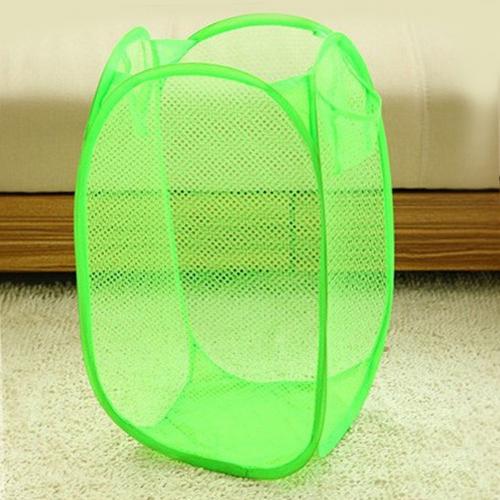 Laundry Bag Pop Up Mesh Washing Foldable Laundry Basket Bag Bin Hamper Storage: Green