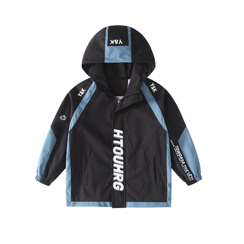 Odzież robocza kurtka jesień chłopięcy płaszcz duże dzieci wiosenne i jesienne ubrania chłopcy wiatrówka trencz z kapturem litery niejednolita całość