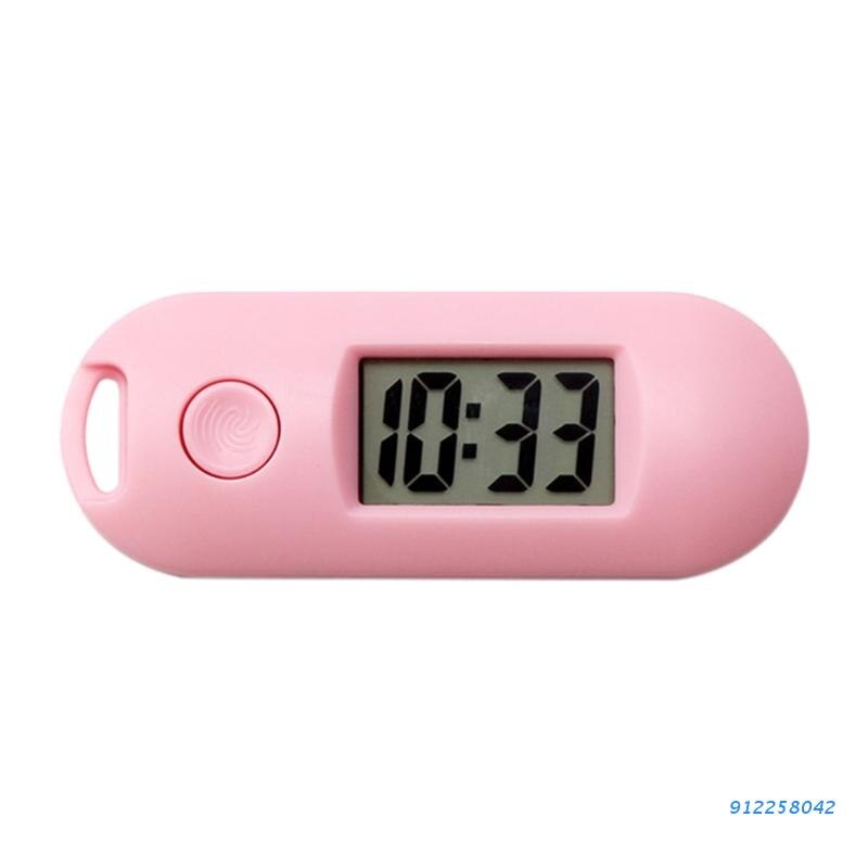 Silent Luminous Mini Portable Digital Electronic Clock Student Exam Study Library Pocket Watch Green Backlight LCD Display: Pink