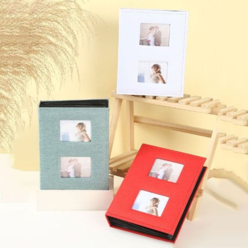 200Pcs Linen Cover Photo Album Interleaf Type Photo Storage Picture Albums Book Writable 6-inch Large Scrapbook Album