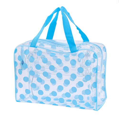 Cosmetische Tas Mode Dot Vrouwen Reizen Transparant Pvc Waterdichte Neceser Make Up Tassen Make Pouch Wassen Toilettas Tote Bag Case: Blue