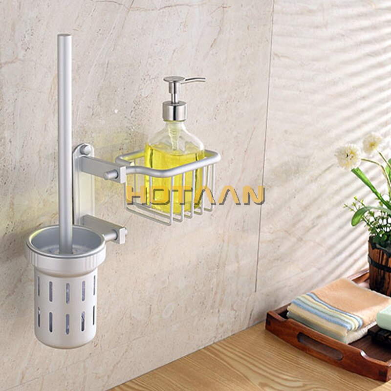 Badkamer Accessoires Aluiminum Wc Borstel Set Met Plank Wc Borstel Met Mand Badkamer Plank Toiletborstel Houder