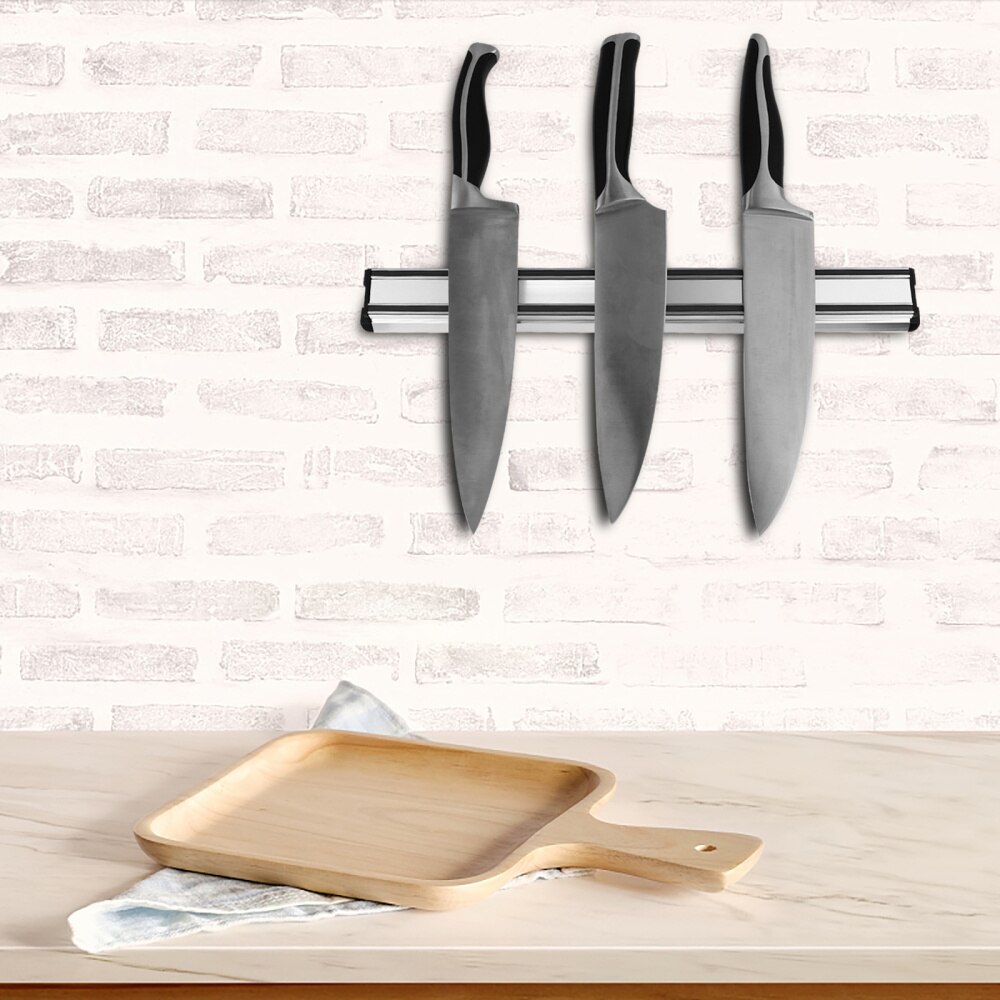1pc Hanging Aluminum Magnetic Wall Mount Metal Rack Knives Holder Knives Stand Knives Rack for Kitchen Factory